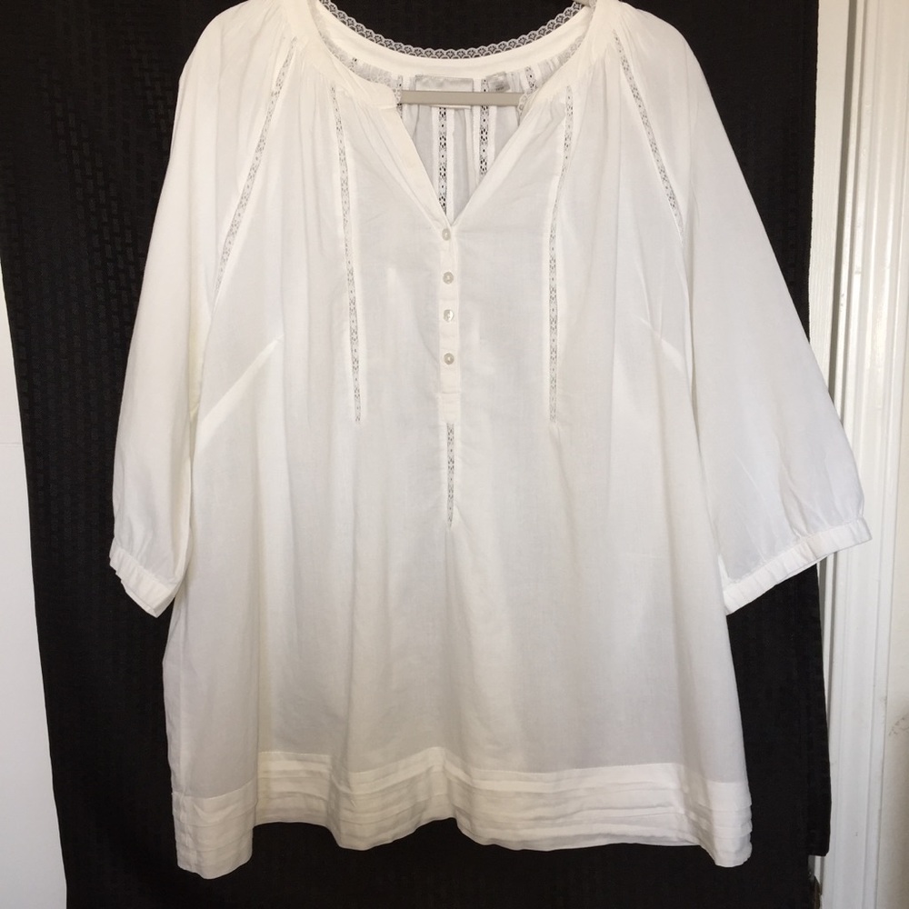 Avenue White Cotton Blouse Plus Size 18/20